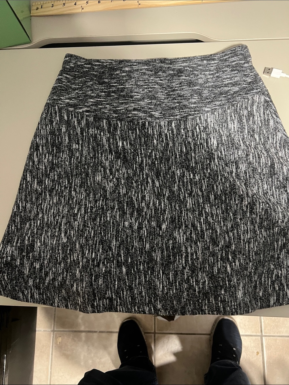 Banana Republic Black and White Marled Knit A-Line Skirt